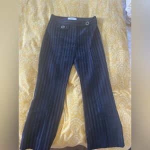 Derik Lam denim dropped pants with velvet stripes.